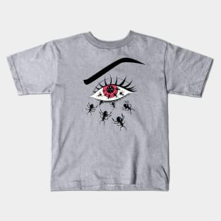 Scary Red Eye With Creepy Crawling Ants Kids T-Shirt